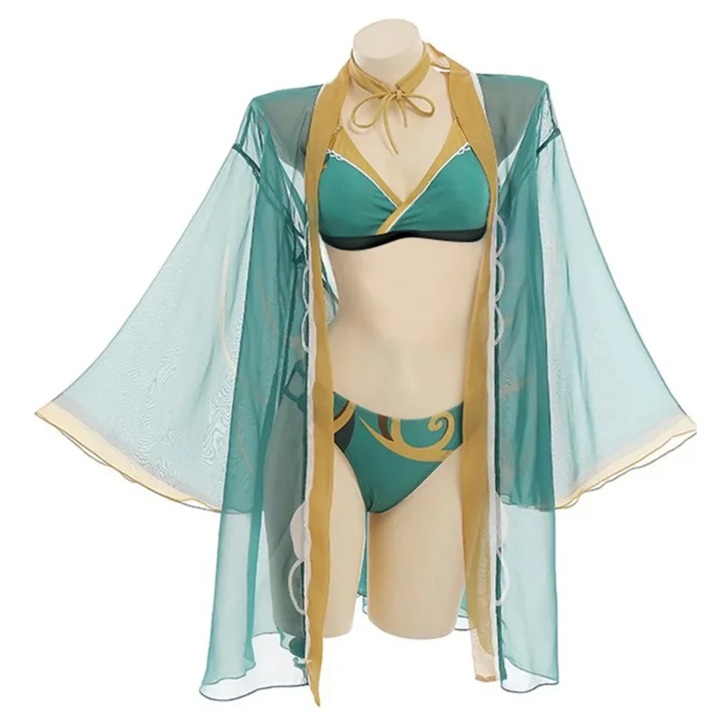Anime Genshin Impact Costume da bagno Bikini con Kimono Cover Up Donna Venti Hutao Cosplay Anime Costumi da bagno Costume da bagno sexy