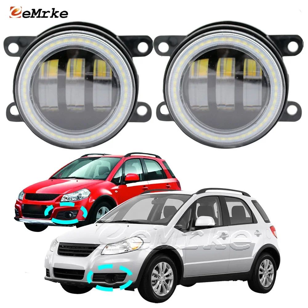 

2x Led Fog Lights Front Ptf w/ Lens for Suzuki SX4 Crossover / Hatchback Facelift 2010-2014 Angel Eye DRL Daytime Running Light