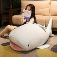 120cm Aquatic Whale Doll Plush Toy Yellow Pink Blue Stuffed Whales Fluffy Animal Smiling Face Sleeping Companion Gift
