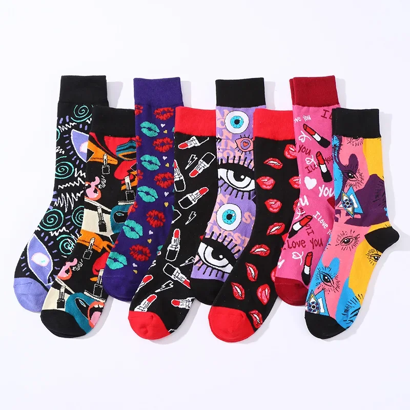 Chaussettes unisexes en coton pour femmes et hommes, peinture à l'huile, dessin animé, fantaisie, créatif, cadeaux, vente en gros, nouvelle mode, 2025