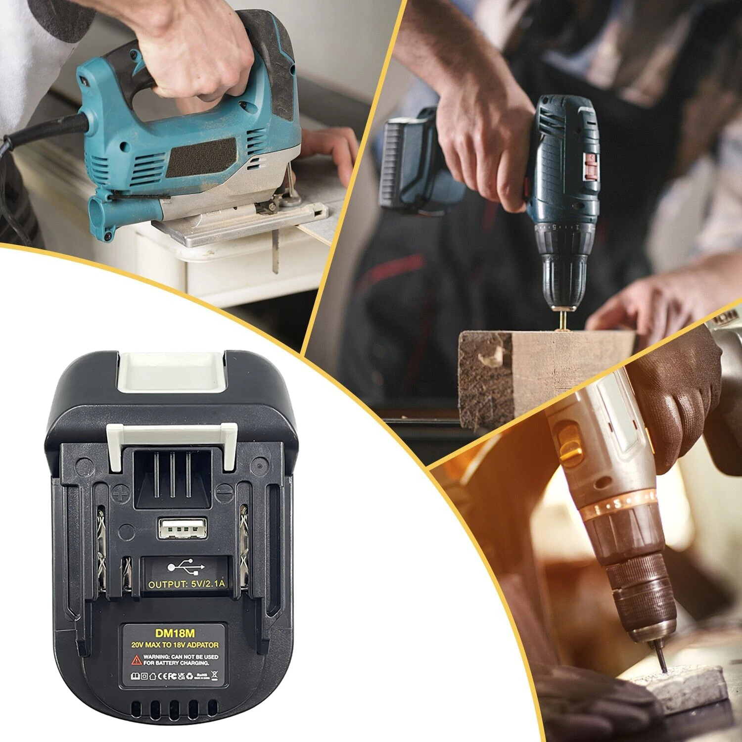 Makita 18V Araçları için DM18M Pil Adaptörü Dewalt 20V Pil ve Milwaukee M18 18V Pil Makita 18V Pil için Dönüştürme