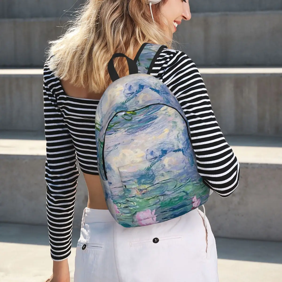 Water Lilies Claude Monet Fine Art French Painter Art Backpack Hot Sale Daypack BookBag School Bag Shoulder Bags for Men Women