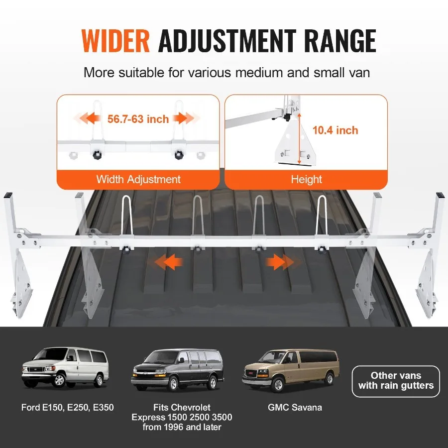 Trailer Ladder Rack Van Roof Ladder Rack 800 lbs 56.763 inch Adjustable