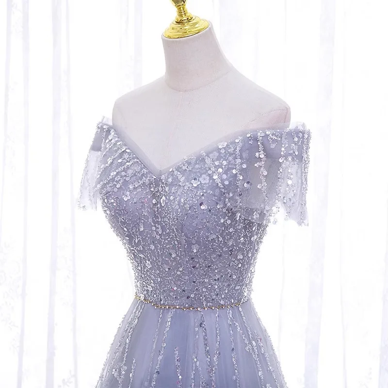 New Elegant Wedding Dress with Fairy Temperament, Deep V-neck Dress, Long Waist Collection, Socialite Party Evening Dress
