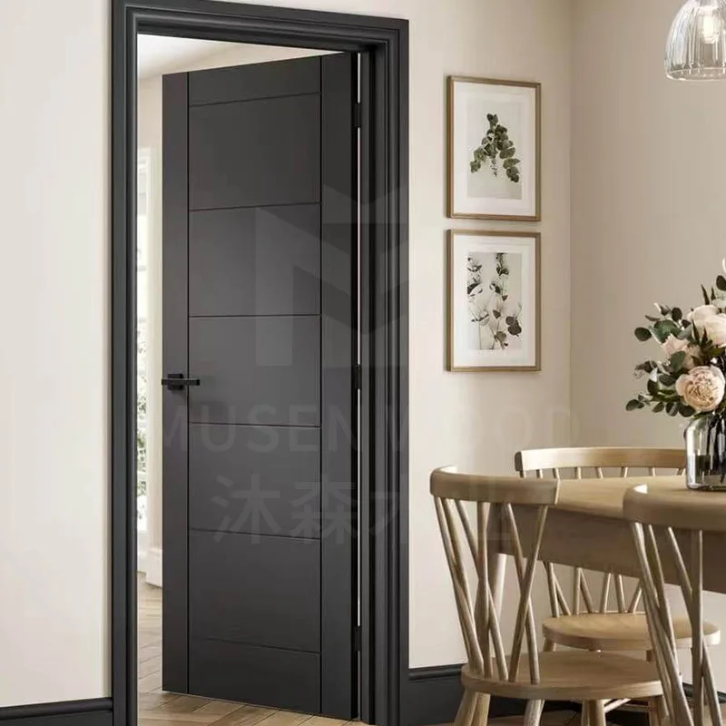 Bedroom silent indoor invisible hinge modern simple room door environmental protection MDF solid wood engineering custom