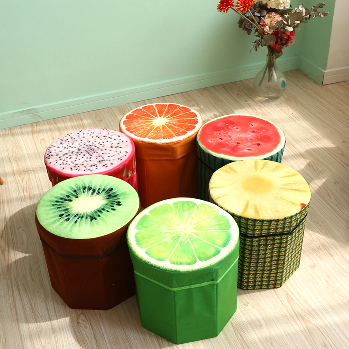 

Creative Folding Storage Organizer Stool Small Size For Home Bedroom Room High Weight Capacity Storage Box