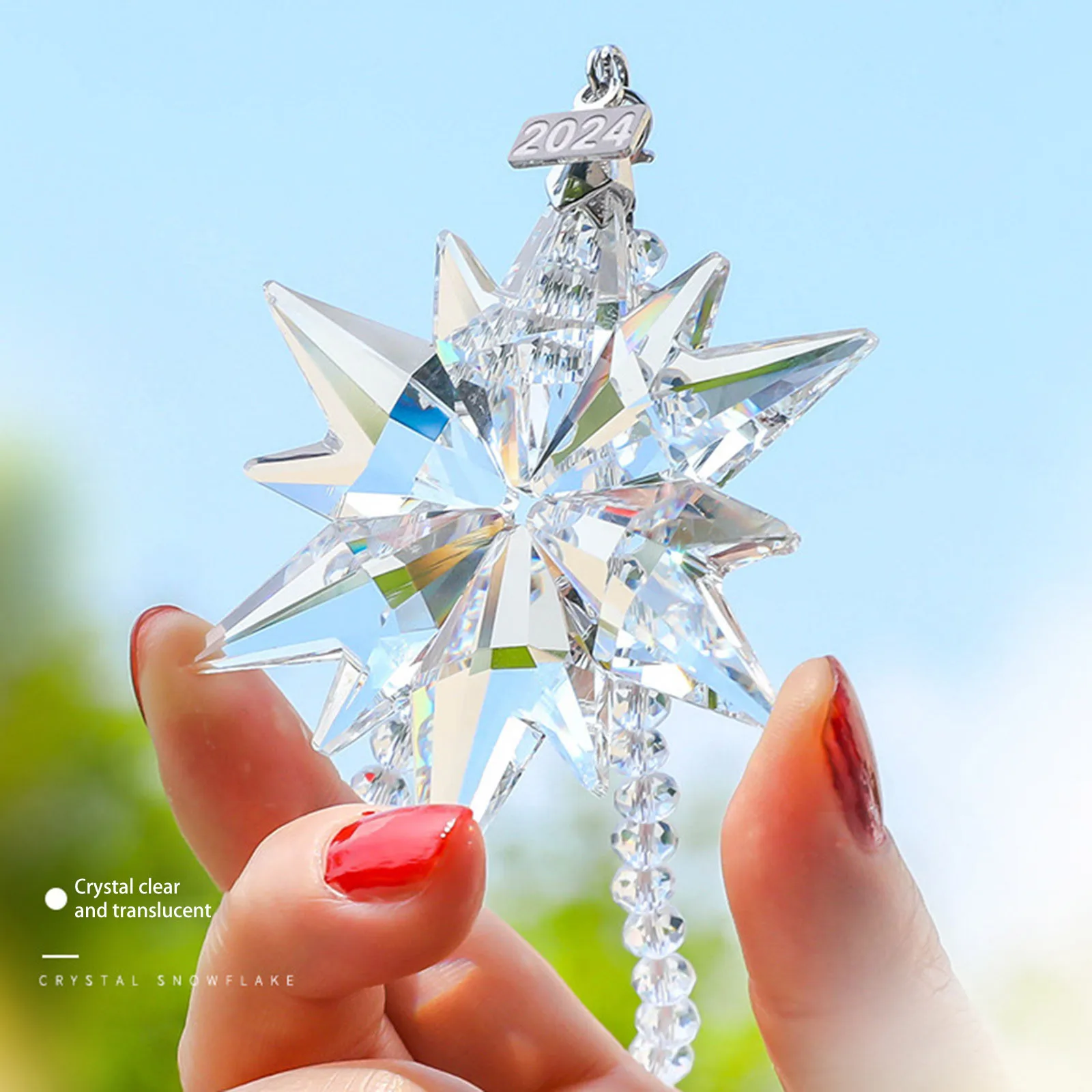 ثلاثية الأبعاد عيد الميلاد كريستال ندفة الثلج ستار الحلي شجرة عيد الميلاد قلادة حلية ديكور السيارة معلقة الديكور مهرجان هدية