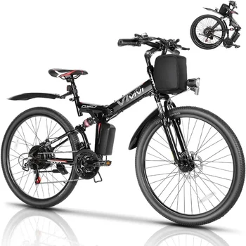 Image Electric Bike 26" Electric Bike for Adults, Folding Electric Mountain Bike, 21.7MPH, Up to 50 Miles, Dual Shock Absorber, UL2849