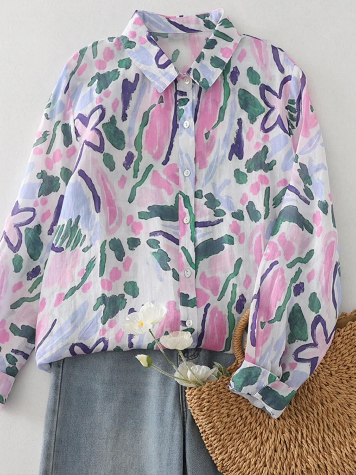 

Свободные длинные женские сандалии в винтажном стиле с принтом «чернила» для осени...