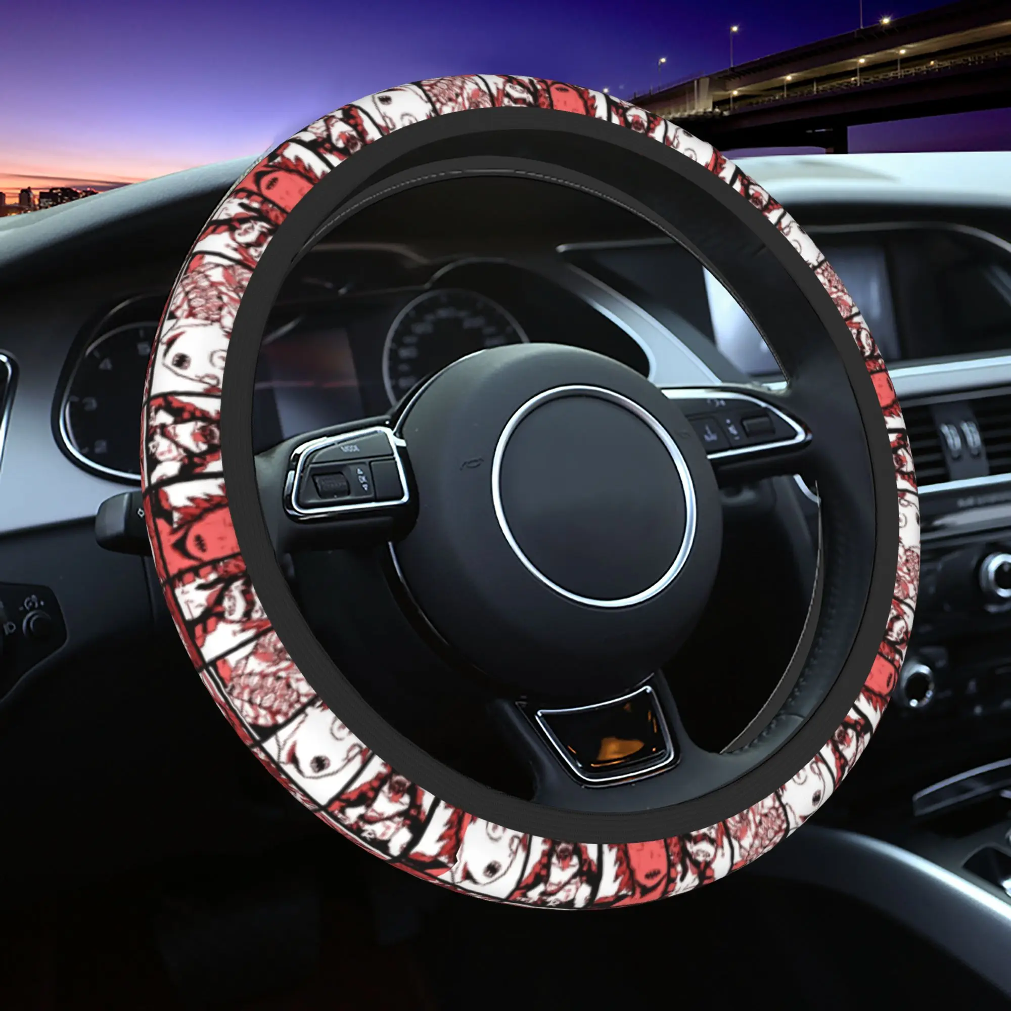 

37-38 Car Steering Wheel Cover MHA Anime Universal Braid On The Steering Wheel Cover Auto Decoration Elastische Car Accessories