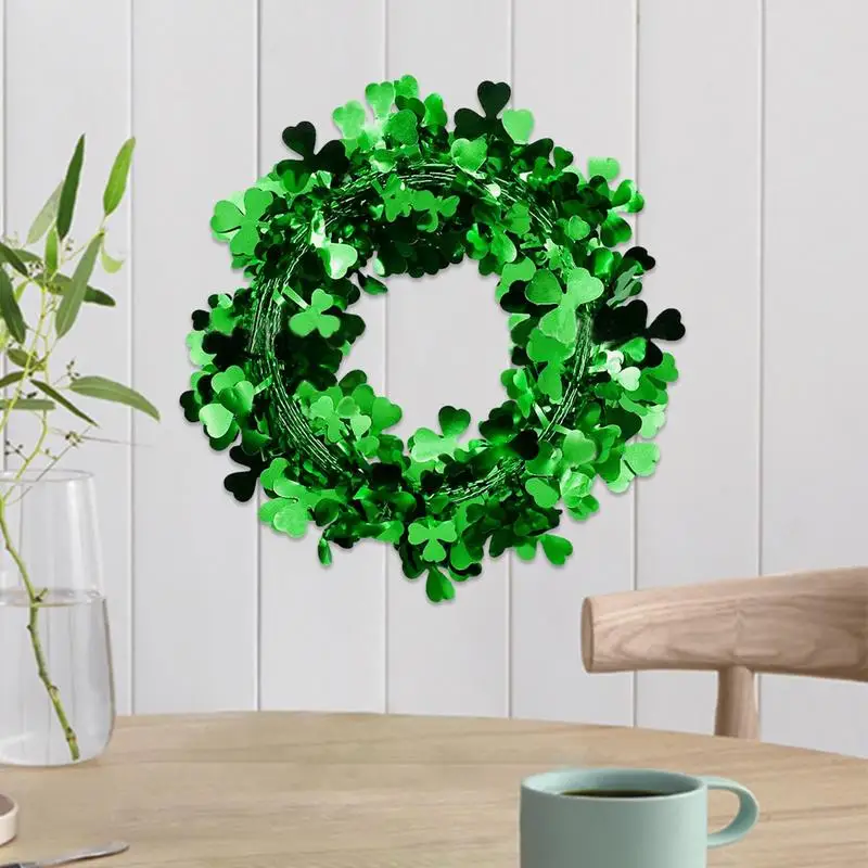 Wreaths For Front Door Green Color St Patricks Day Shamrock Wreath Clover Garland Artificial Green Leaf Wreath For Wedding Party