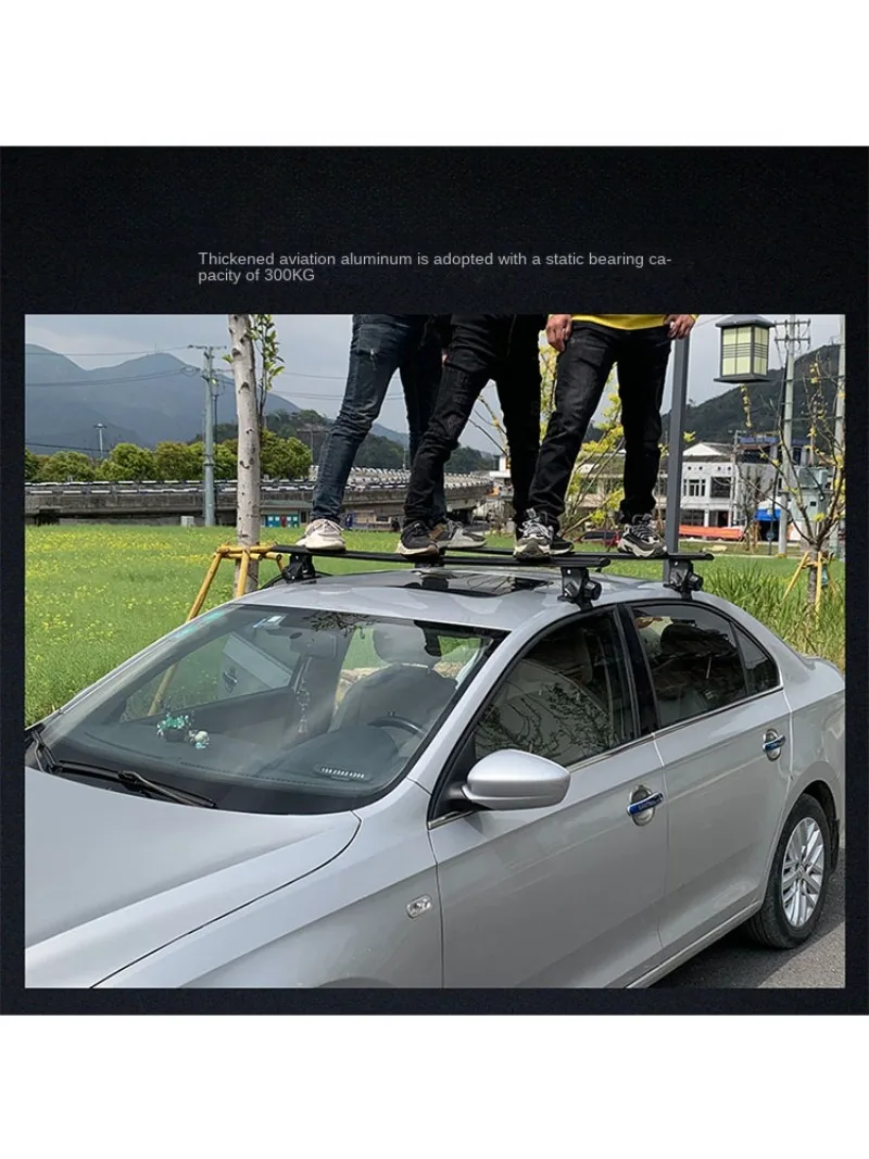 Car roof universal luggage rack crossbar loaded aluminum alloy travel rack SUV pull rod   a pair  no punching.