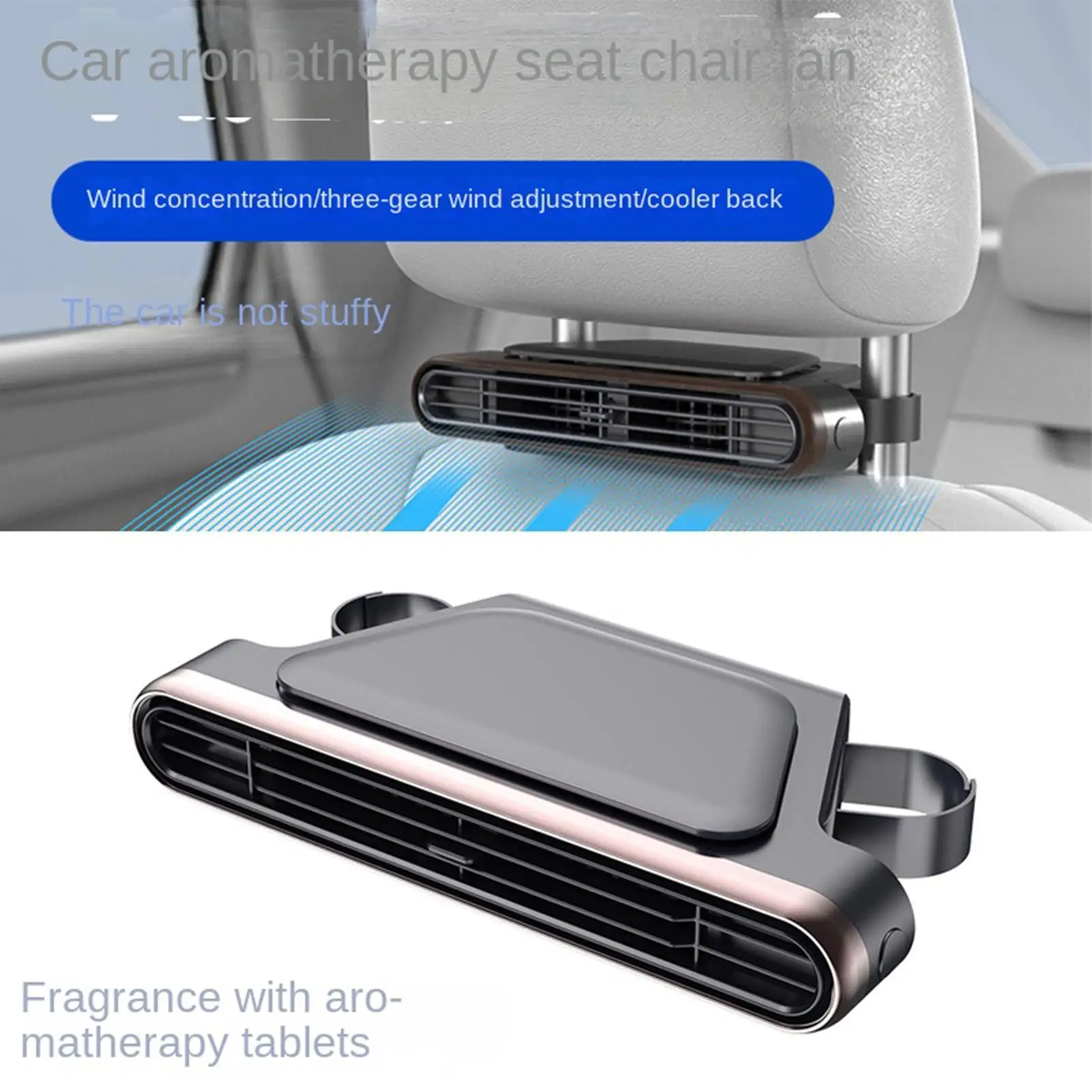 Car Fan For Passenger USB Plug-in With Scent Diffuser Personal Car Seat Fan For Commuting Travel Family Outings Summer Men Women