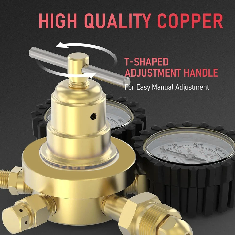 

Регулятор давления азота BHBL + шланг, выходное давление 0-800 PSI и 0-4000 PSI, входное соединение CGA580 и наружный фитинг 1/4 дюйма.