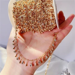 1meter Glass Crystal Beads Charms Necklace Chains Copper Metal Link Bracelet Chains Bulk Lot for Diy Jewelry Making Accessories