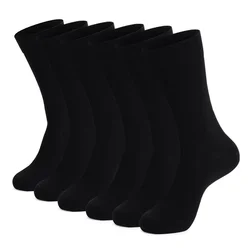 6 Pairs Mens Dress Socks Black Plus Size, High Quality Combed Cotton Crew Socks, Black Cool Breathable Casual Socks for men