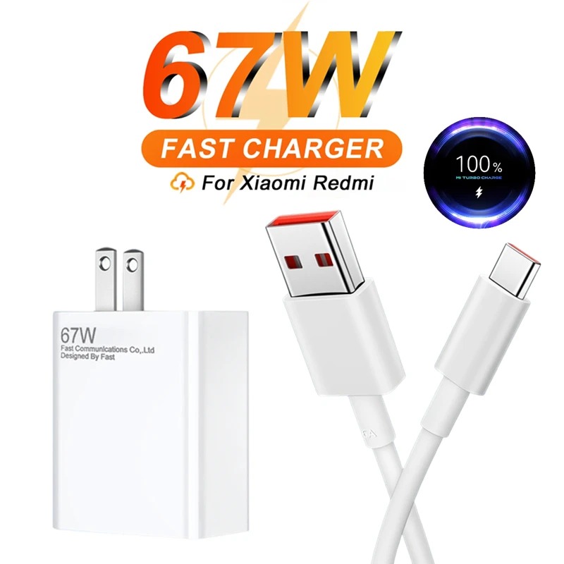 For Xiaomi 10T 11 12 Lite 6A 67W Type C USB Cable US Fast Charger Cable For Redmi Note 10S 11S 11T 12 Pro POCO X3 X4 X5 F3 F4 F5