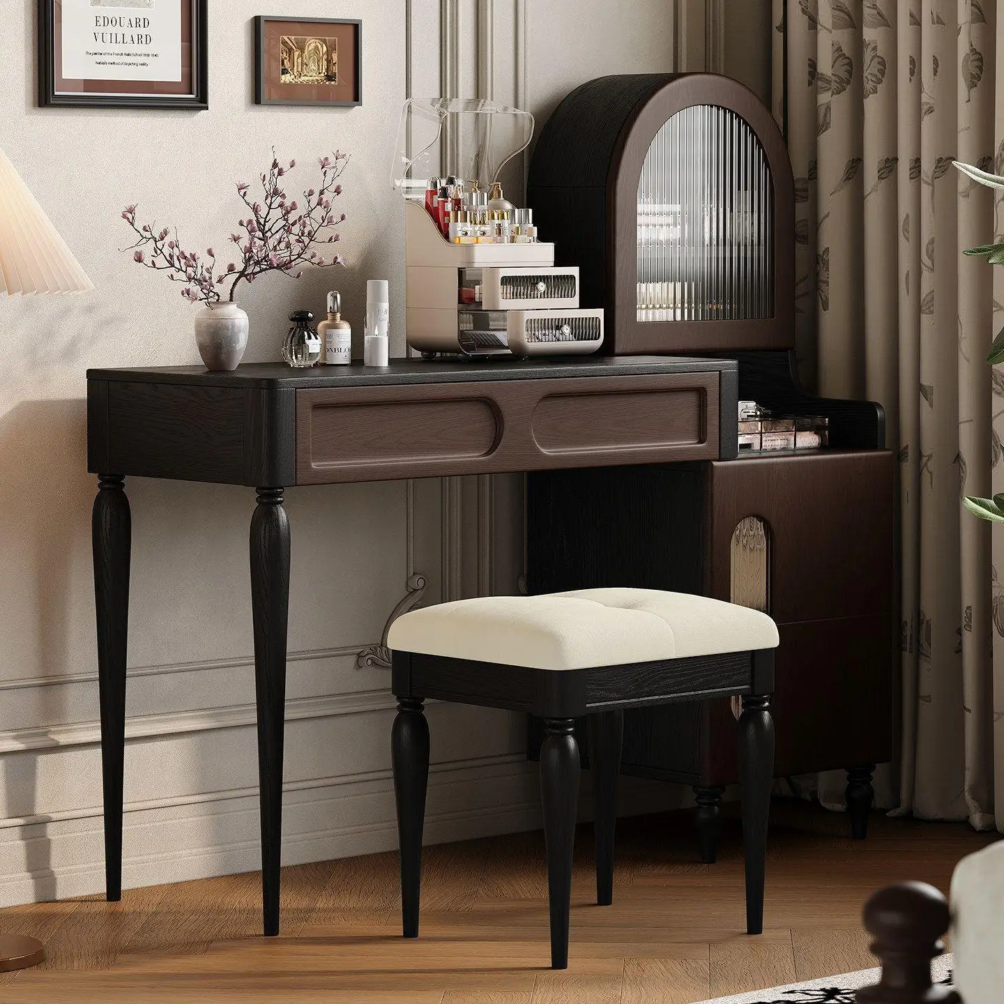 French retro style, solid wood dresser and chest integrated, medieval dresser, bedroom advanced sense, retractable