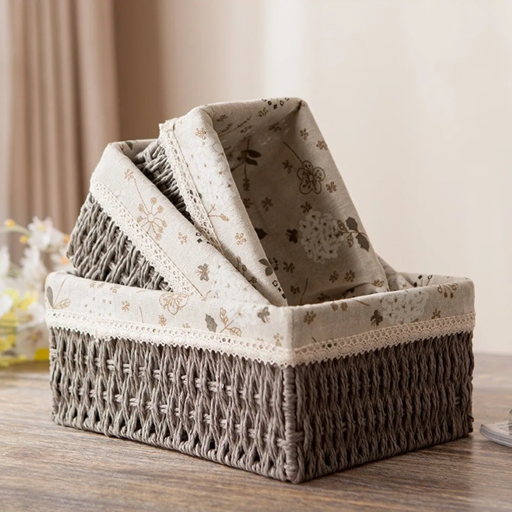Imitation Rattan Rattan Storage Baskets Home Decoration Vegetable Fruit Hand-woven Baskets Multi-Purpose Toy Storage