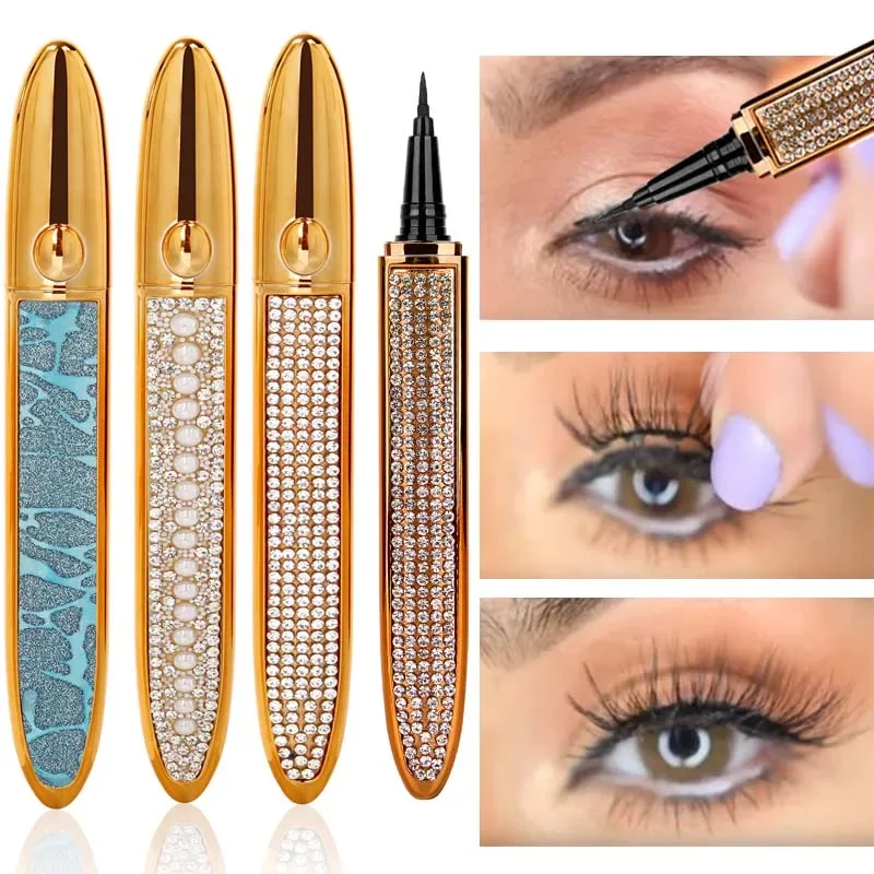 Magic Zelfklevende Wimpers Eyeliner Waterproof Langdurige Geen Lijm Non Bloeiende Sneldrogend Wimpers Steken Eyeliner Potlood