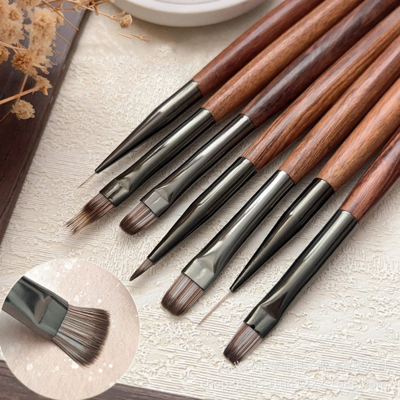 Drewno orzechowe lakier żelowy UV gradientowy Nail Art Ombre pióro do malowania z pokrywką szczegół pędzla pędzel do rysowania narzędzie do Manicure