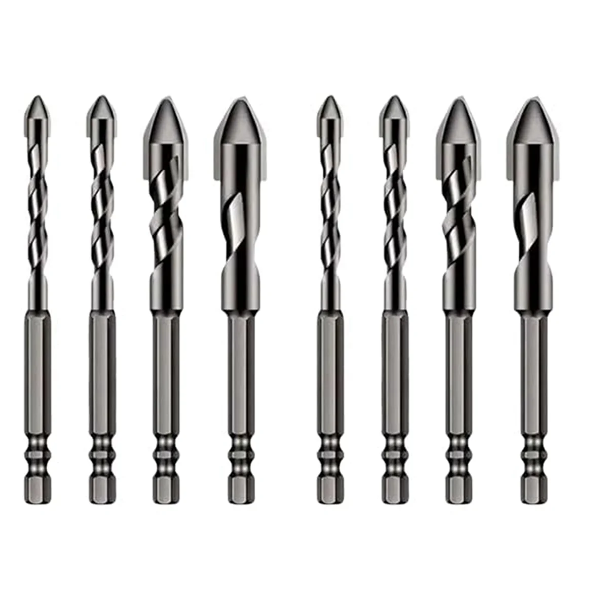 High-Strength Eccentric TwistDrill Bit, 8Pcs High Strength Oblique Head Eccentric Drill Bit, for Glass/Tile/Wood
