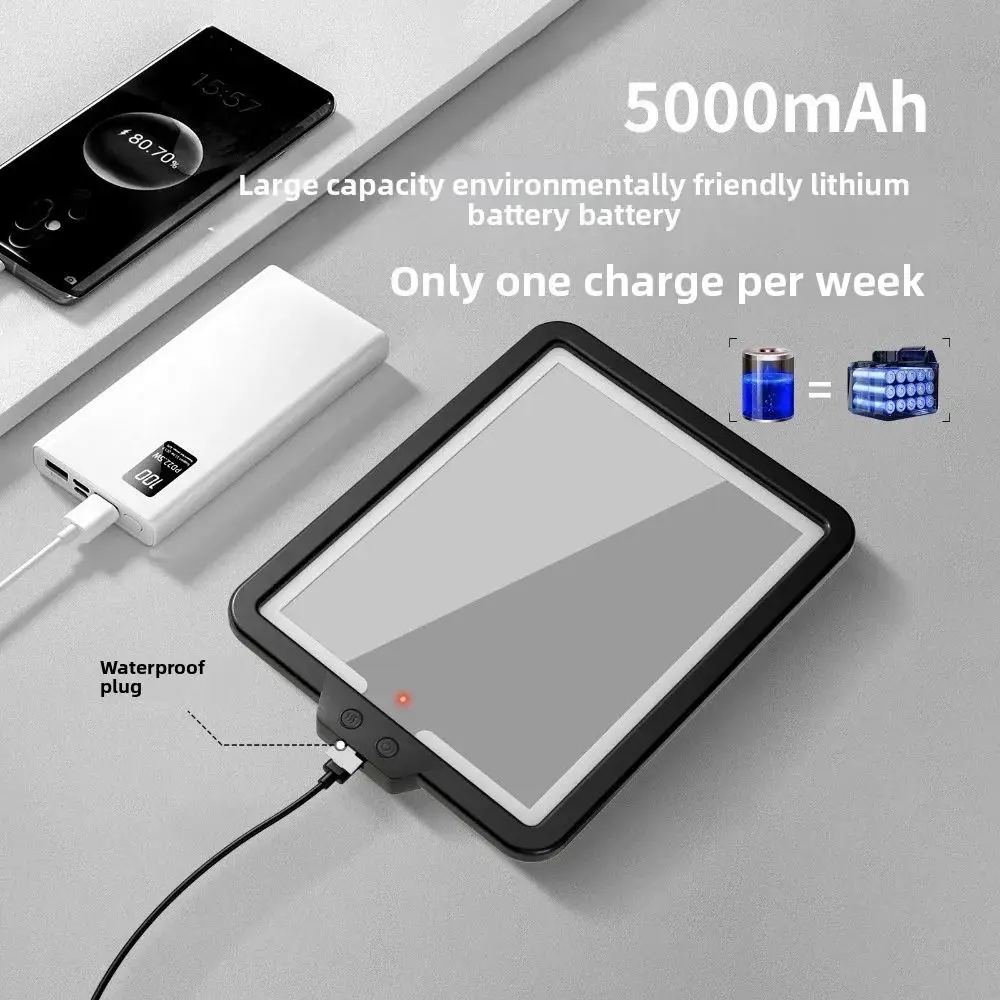 

Rechargeable Battery Fogless Shower Mirror Adjustable 3 Color Modes Heated Shaving Mirror Wall-Mounted Waterproof