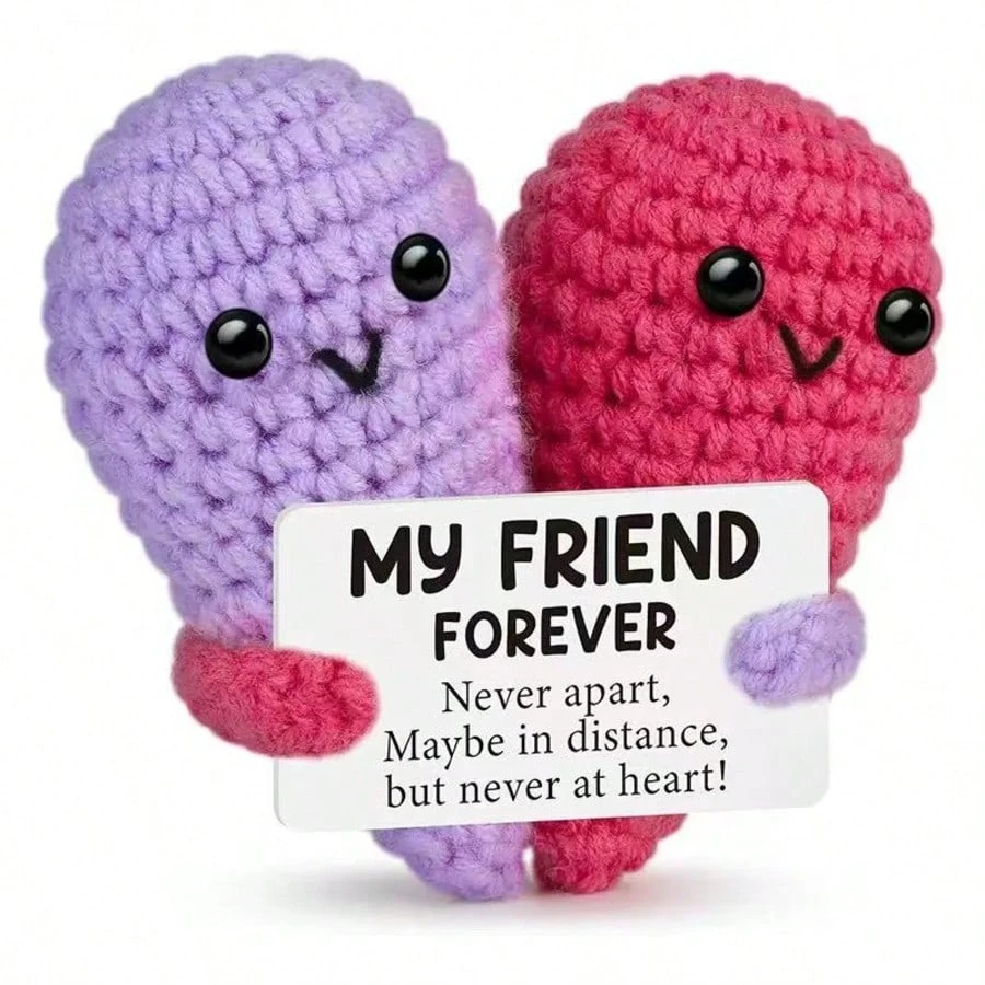 1 Piece of Fun Crochet Heart, a Birthday Gift for a Best Friend, Valentine's Day/Long-Distance Relationship Gift, Farewell Gift for a Colleague/Best Friend, Cute Handmade Valentine's Day Desktop Decoration