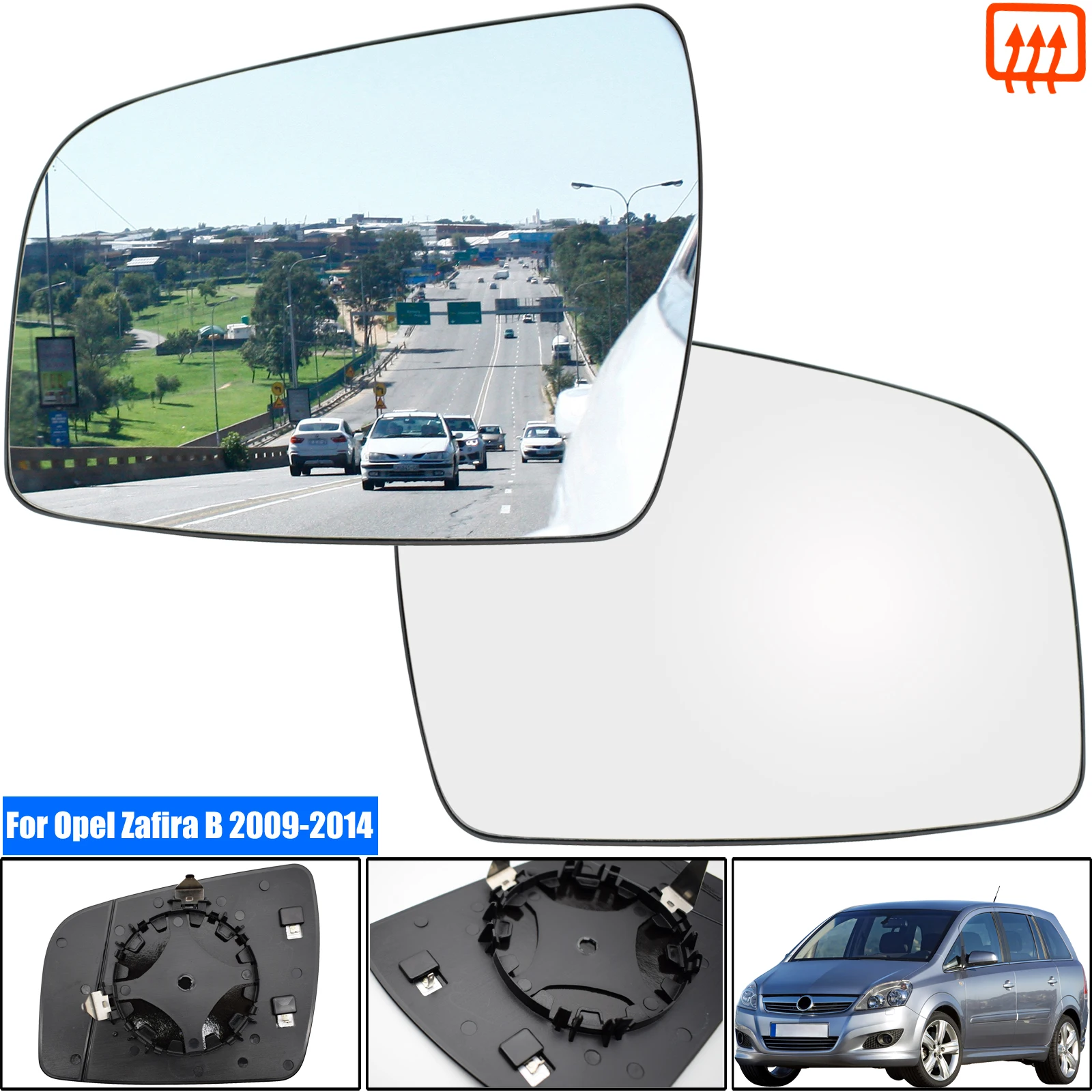 For Opel / Vauxhall / Chevrolet Zafira B Left Right Door Side Wing Mirror Glass Heated Exterior  2009 2010 2011 2012 2013 2014