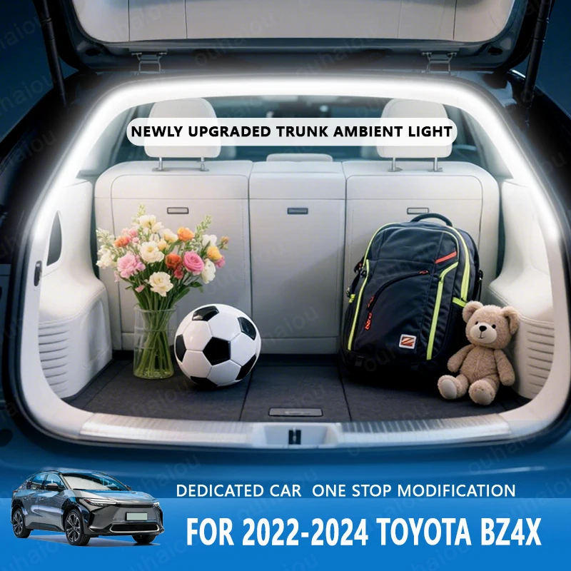 

FOR 2022-2024 TOYOTA bZ4X trunk modification Atmosphere lights White warm white Rear Trunk LED Light Bar