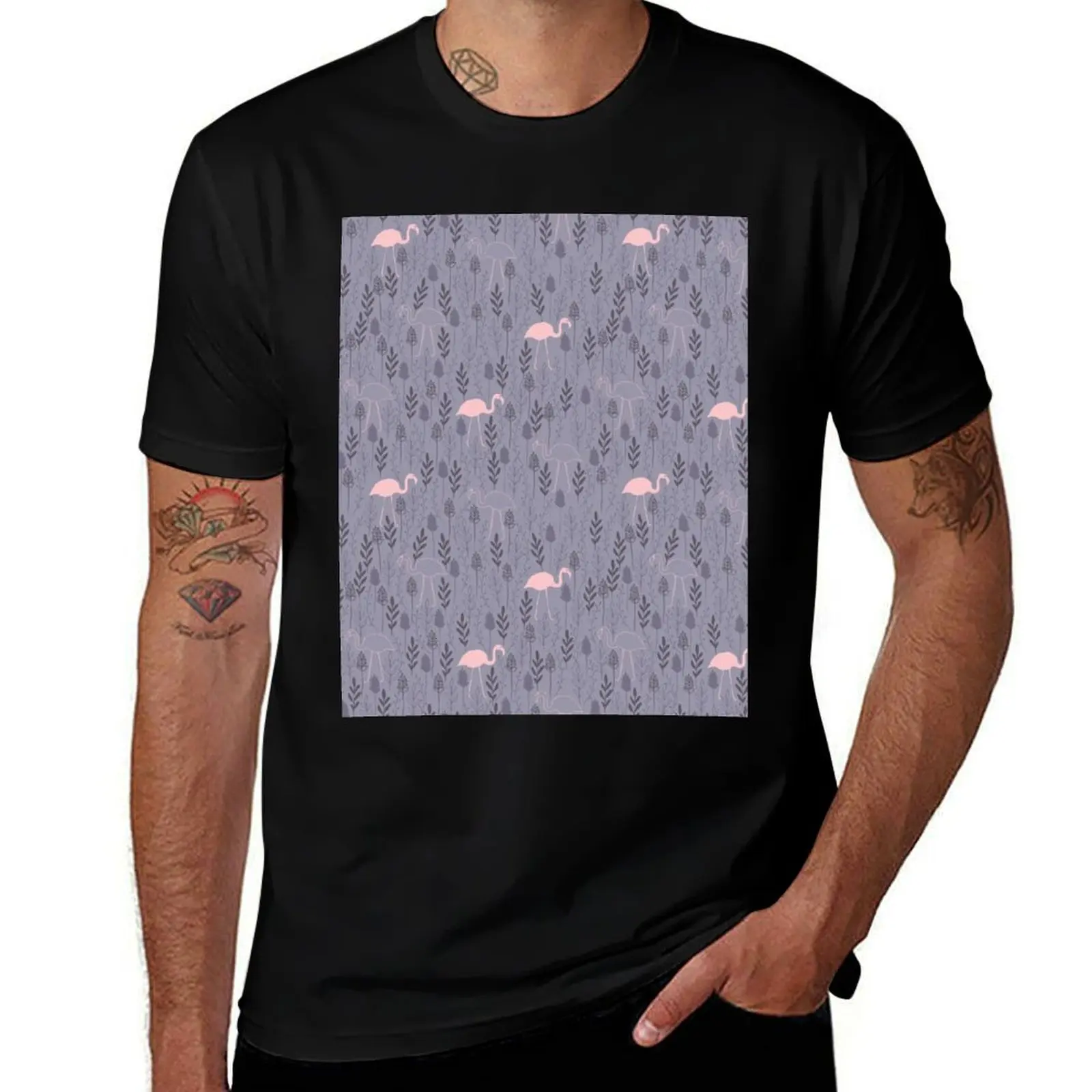 Purple Flamingo Pattern T-Shirt anime t shirts sublime blacks plus size tops men t shirts high quality