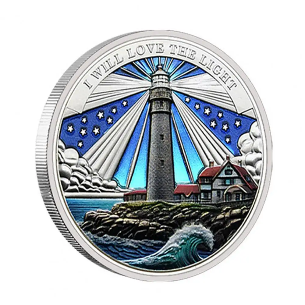 Courage Determination Coin Nautical Lighthouse Ocean Metal Collectible Coin for Long Voyage Travel Souvenir Commemoration Unique