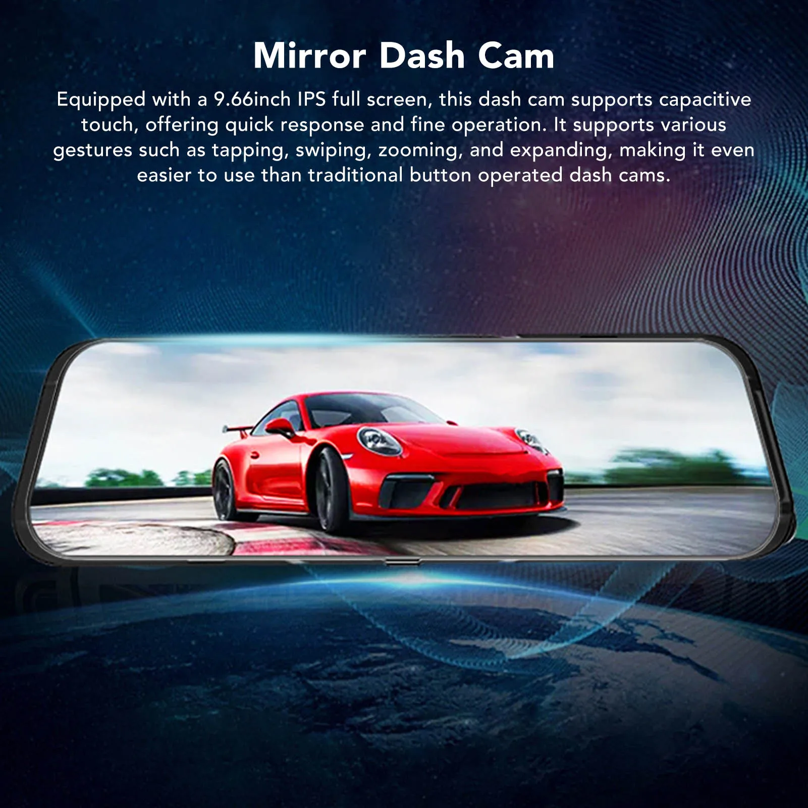 Mirror Dash Cam Dash Camera 9.66in Mirror   Camera 1080P Wide Angle 24H Parking Mode Motion Detection Car Camera