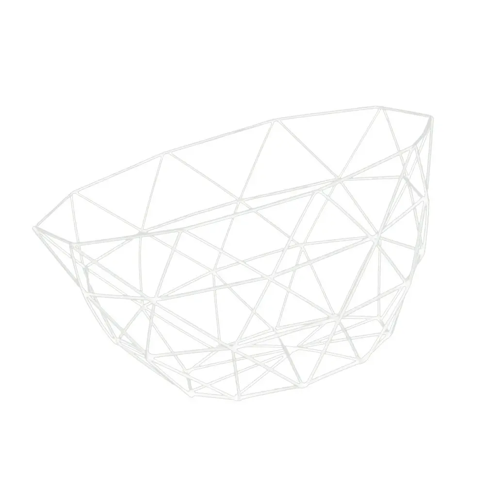 

Big Size White Nordic Creative Iron Fruit Basket Handmade Simple Line Design Snack Storage Basket Fruit Bowl for Living Room