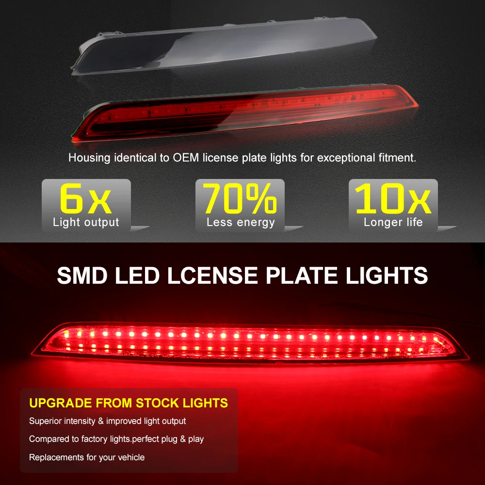 ไฟเบรกดวงที่สามแบบ LED สำหรับรถยนต์ Audi Q7 4L ปี 2006-2015 รุ่นติดตั้งสูง  1 ชิ้น  เลนส์รมดำ/แดง