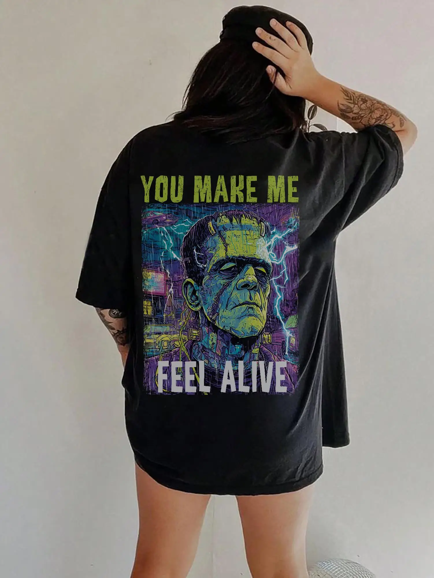 Vintage Look Frankenstein Shirt Comfort Colors Grunge You Make Me Feel Alive Vintage Halloween T Shirt Cult Classic Horror Movie