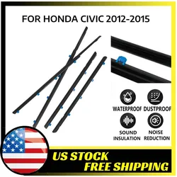 For Honda Civic 2012-2015 Set of 4 Window Trim Weatherstrip Sealing Strips 186732756025