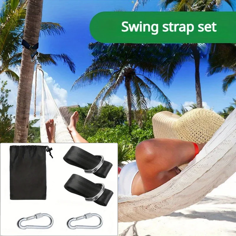 

Ремни для качелей на открытом воздухе, подвесной комплект для гамака с карабинами, прочные ремни для качелей для уличных аксессуаров для качелей, портативная сумка для хранения