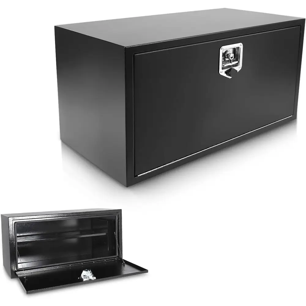 

36 Steel Black Underbody Truck Tool Box with Double-Deck Storage and Lockable T-Handle for RVs, ATVs, and Trailers