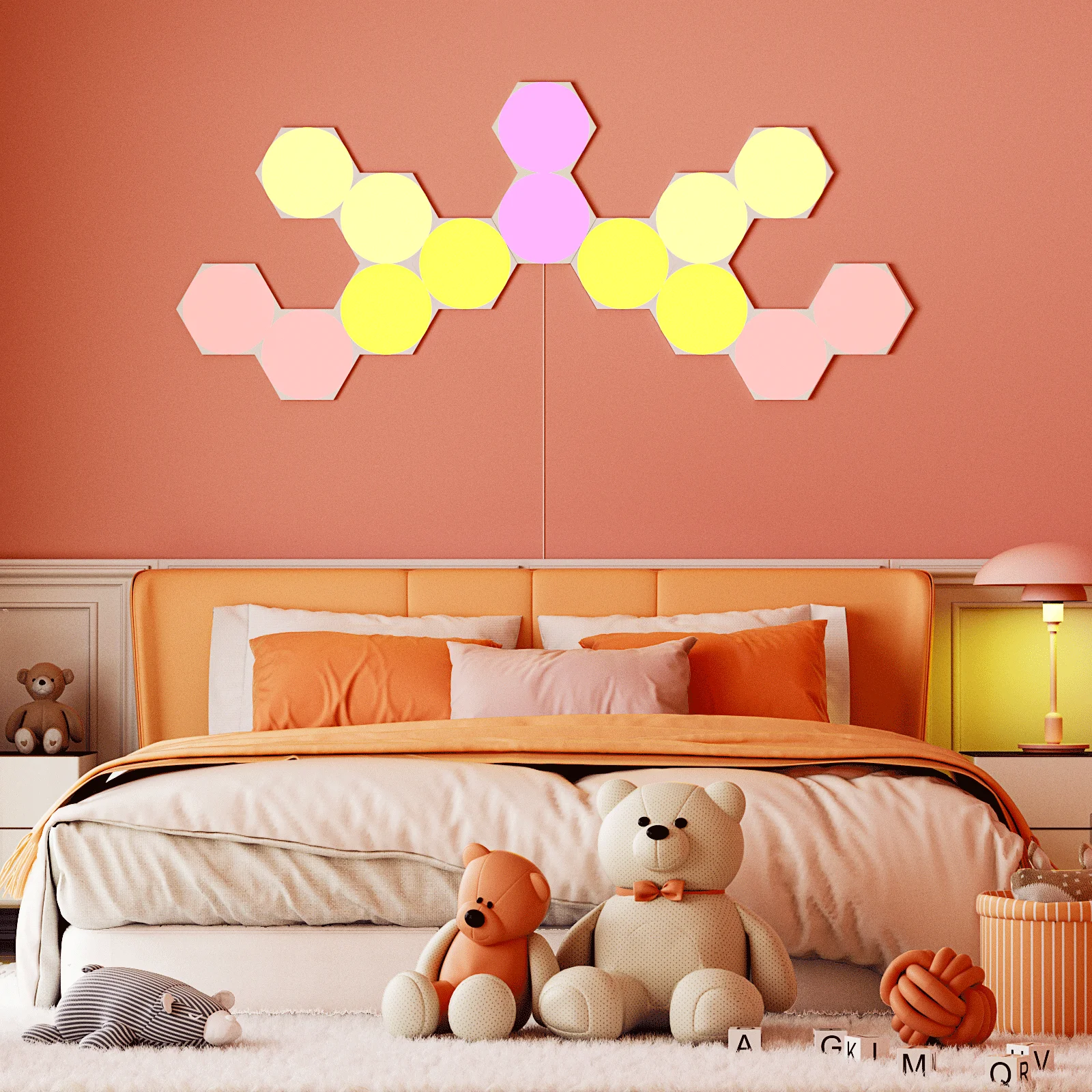 Large Super Hexagonal Wall Light Modular Touch Sensitive Lights Creative Geometry Assembly LED Hexagon Lights