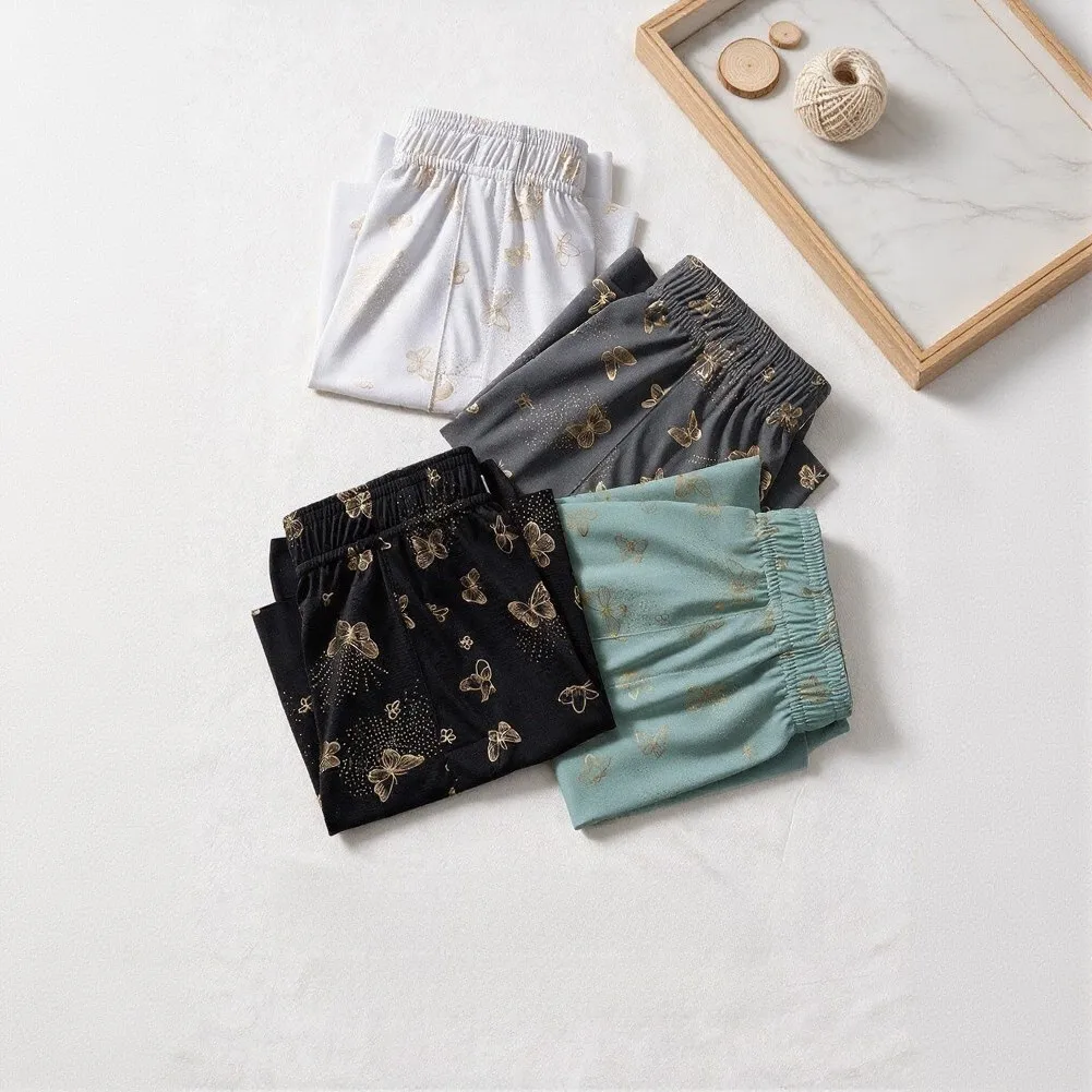 Men's Casual Flat Angle Trunks with Butterfly Print - Loose Fit Breathable Cotton Spandex Underwear Size L-4XL