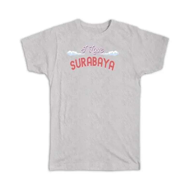 

Футболка I Love Surabaya Indonesia Clouds с ретро-шрифтом