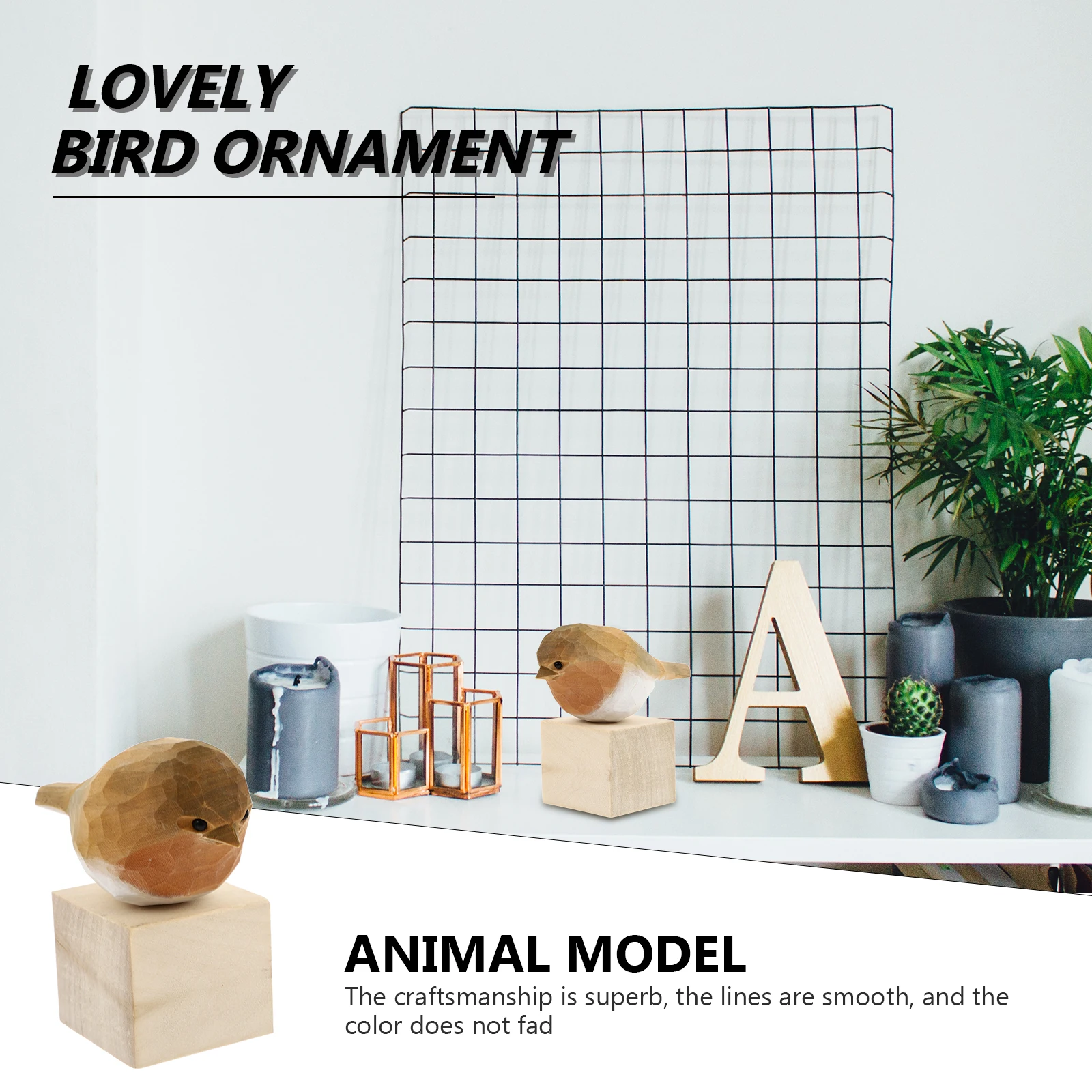 

Wooden Bird Decor High Quality Lovely Model Home Office Ornament Non Fading Smooth Lines Christmas Gift