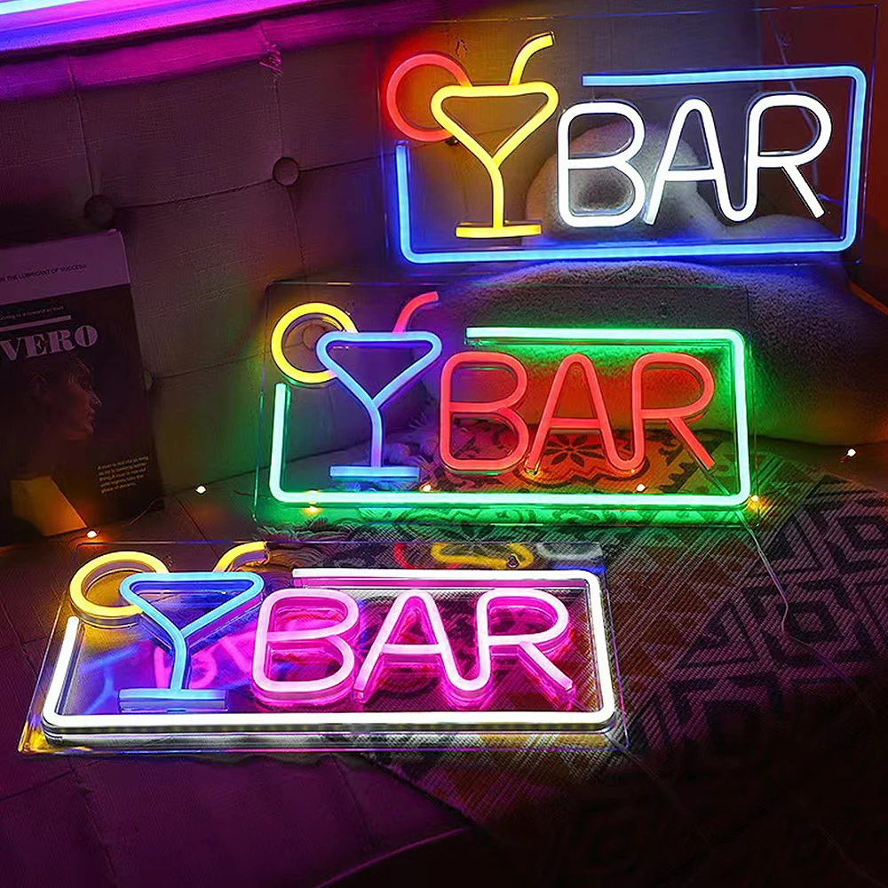 USB Bar LED Neon ristorante Hotel decorazione atmosfera illuminazione Logo Party Glow Bar Led Neon Sign sfondo luce notturna