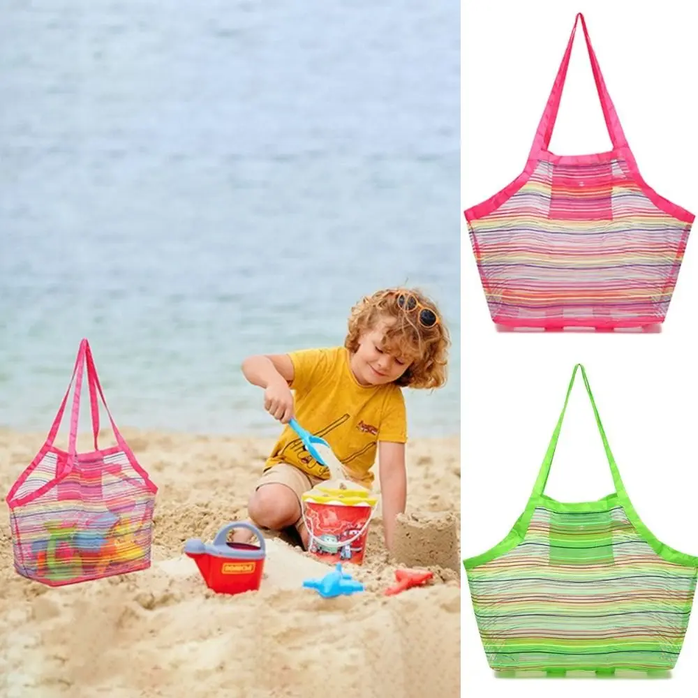 

Toys Organizer Fast Dry Mesh Beach Storage Bag Breathable Washbag Picnic Tote Bag Foldable Durable Sea Shell Bag Travel