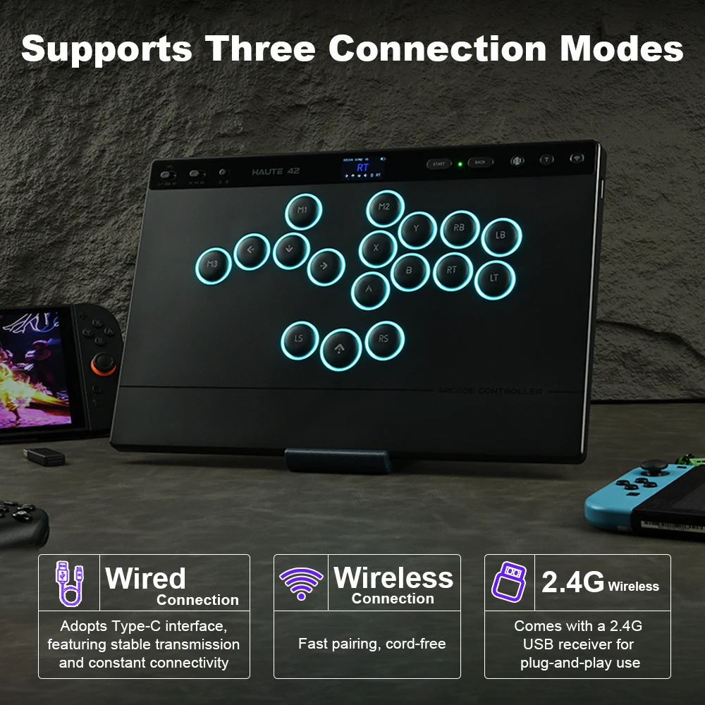 Haute42-COSMOX WP-1 Leverless Controller Hitbox Touch Control 2.4G Wireless For Ps5 XBOX Steam Shadow Matcha Switches Joystick