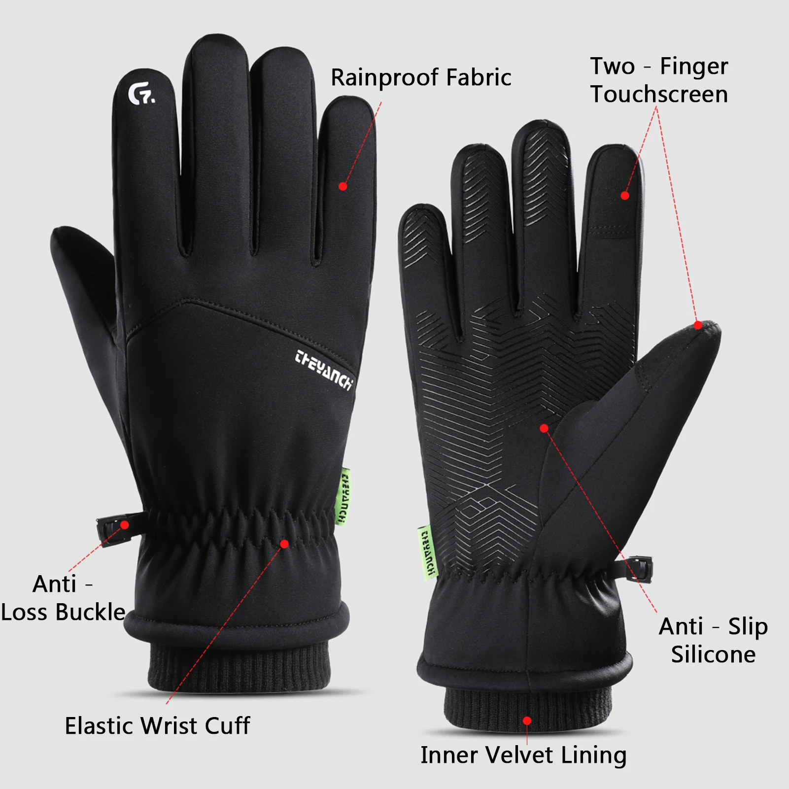قفازات عمل متوافقة مع شاشة اللمس في الهواء الطلق الشتاء ركوب الدراجات الحرارية يندبروف قفازات غير نافذ للمطر للرجال النساء قفازات الشتاء للرجال #5