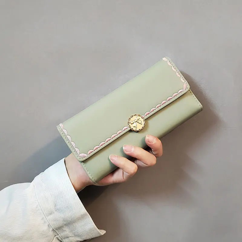 Ladies' Sweet and Ladylike Bow Embroidered Line Card Bag Female Internet Celebrity Handheld Change Mobile Phone Bag