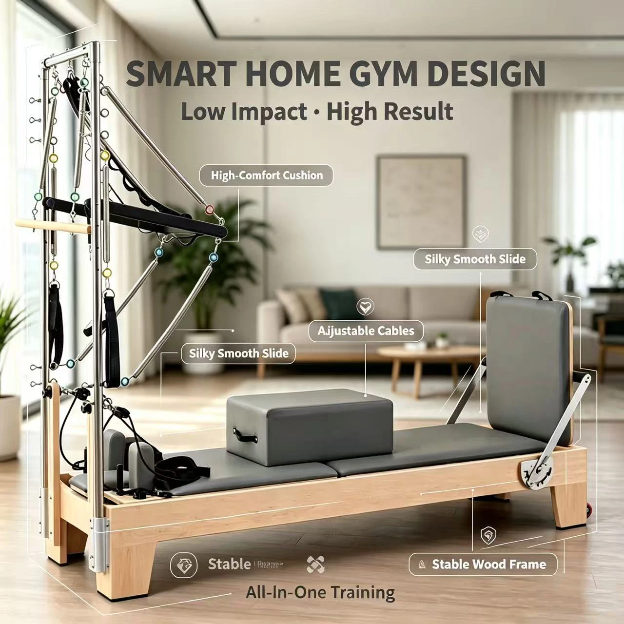 2-in-1 Bed, 3-in-1 Core Bed, Yoga Studio Home Pilates Equipment Set, Five Piece Set, Semi Elevated Core Bed