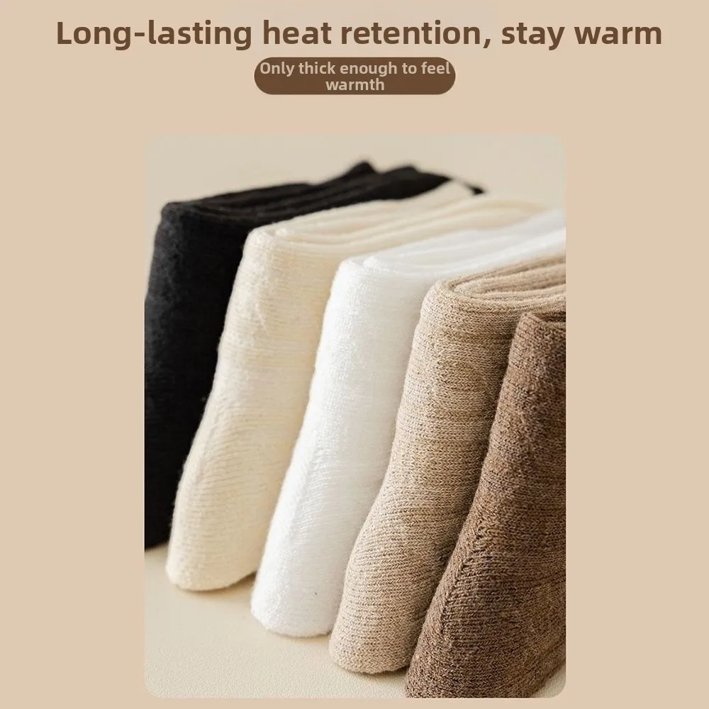 1/5 أزواج الشتاء الدافئ سميكة جوارب من الصوف. الصوف مكافحة البرد المرأة جوارب يمكن السير بها على الأرض بلون سلس البولي القطن الثلوج الجوارب #3